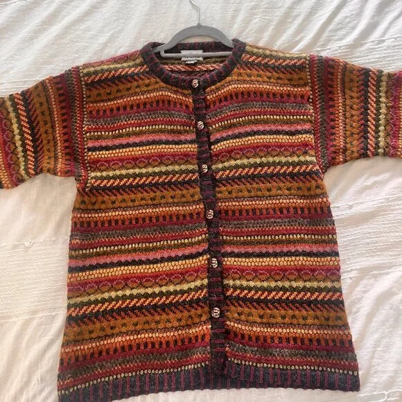 SFDG 100% Alapaca Colorful Cardigan Size M - Picture 2 of 7
